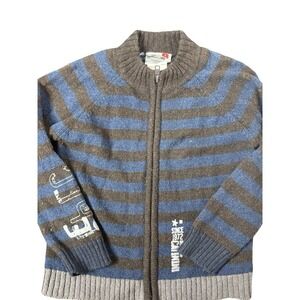 CATIMINI BOYS SWEATER size 4 cotton/wool striped argyle‎ cardigan